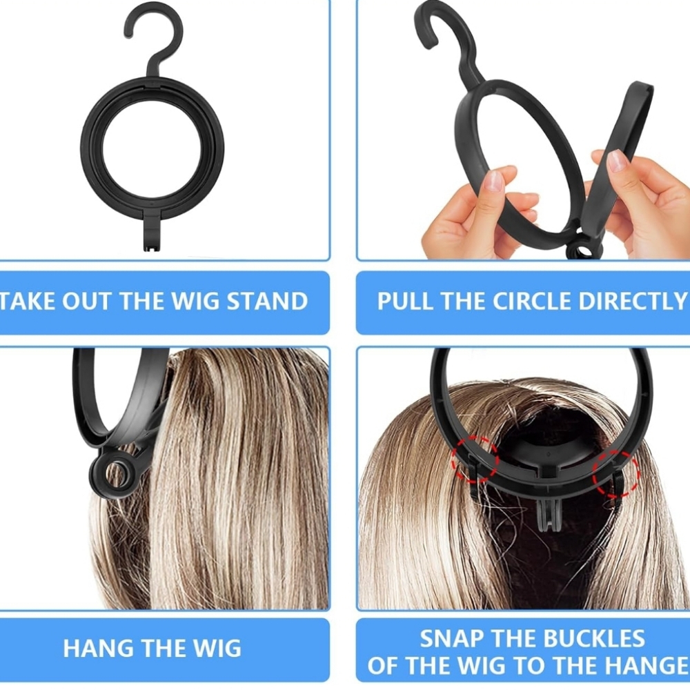 Wig Hanger for Styling, Drying & Protecting. Hair Care Black NEW